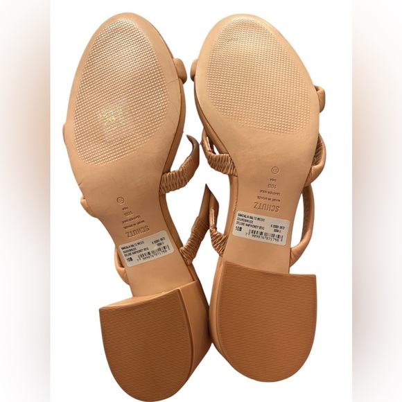 NWOB Schutz Women’s Olly Mid Block Nappa Leather Sandals in Honey Beige size 10 - Picture 8 of 8